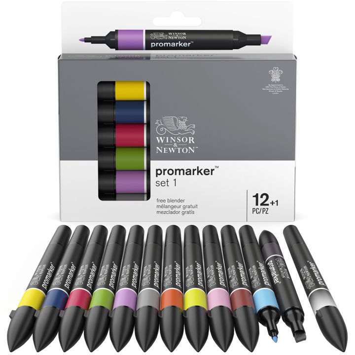 ProMarker ensemble de 12 + mélangeur (Set 1) dans le groupe Stylos / Crayons d'artistes / Feutres chez Pen Store (100540)