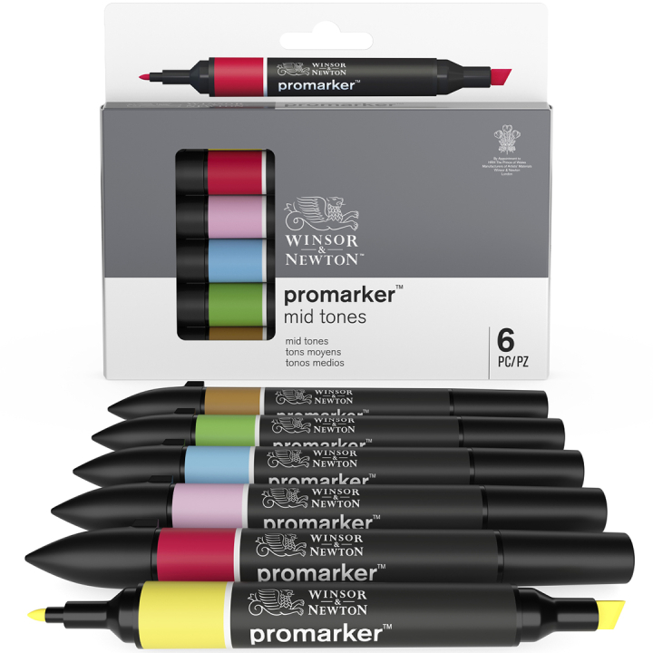 ProMarker ensemble de 6 Mid tones dans le groupe Stylos / Crayons d'artistes / Feutres d'illustrations chez Pen Store (100542)