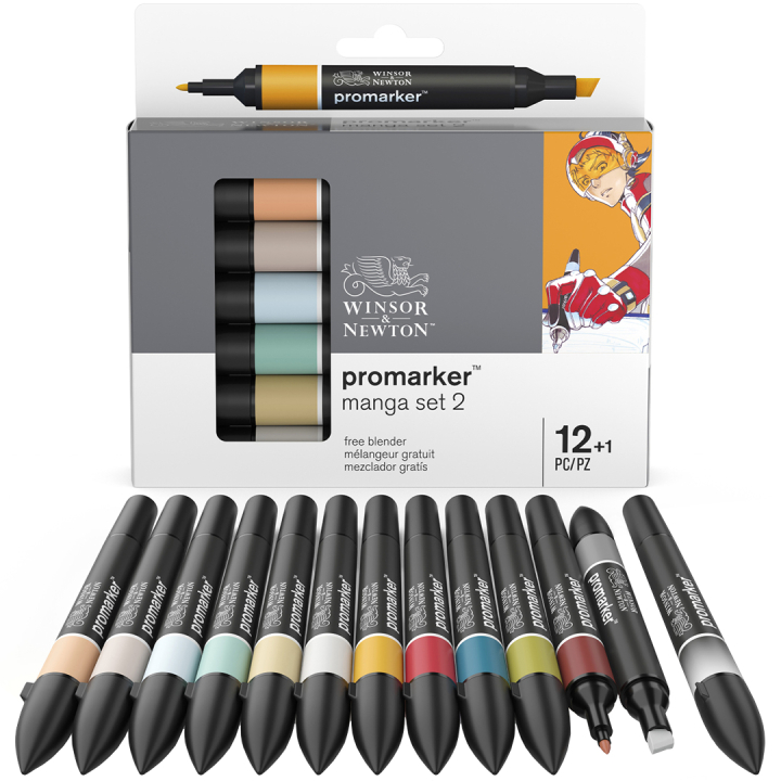 ProMarker ensemble de 12 + mélangeur (Manga ensemble 2) dans le groupe Stylos / Crayons d'artistes / Feutres chez Pen Store (100559)