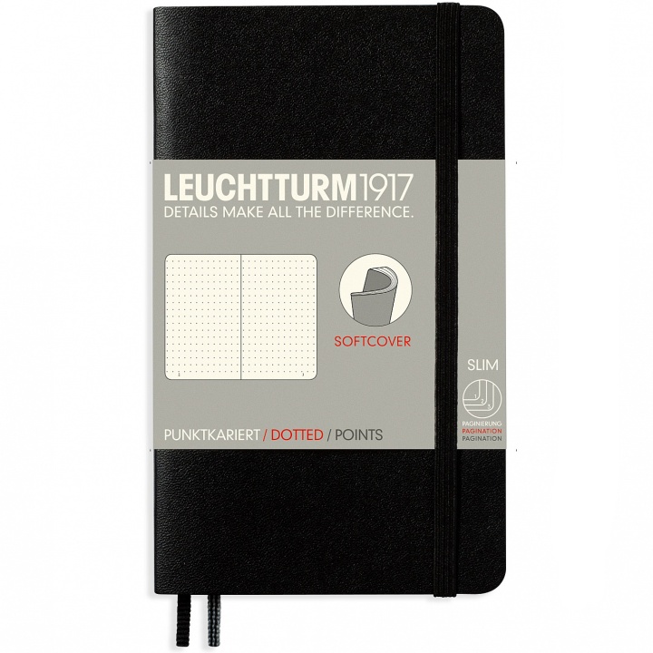 Notebook A6 Softcover Dotted Black dans le groupe Papiers & Blocs / Écrire et consigner / Carnets chez Pen Store (100785)