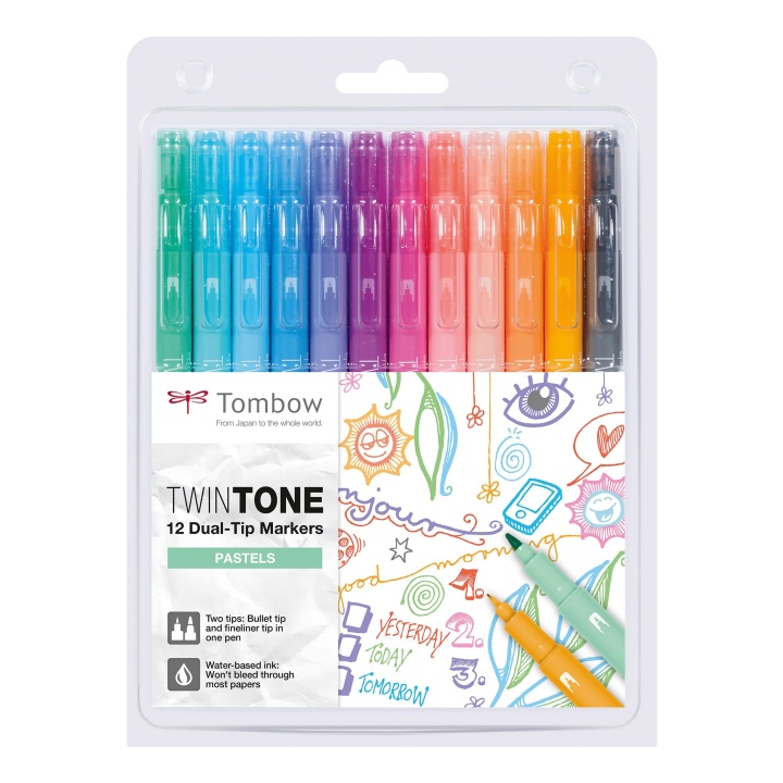 TwinTone Marker Pastel lot de 12 dans le groupe Stylos / Crayons d'artistes / Feutres chez Pen Store (101104)