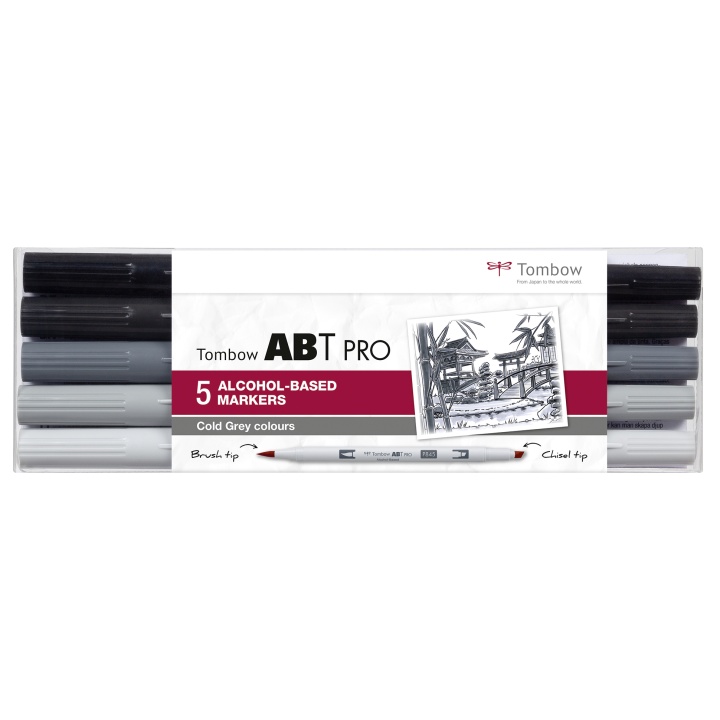 ABT PRO Dual Brush Pen ensemble de 5 Cold Grey dans le groupe Stylos / Crayons d'artistes / Feutres pinceaux chez Pen Store (101259)