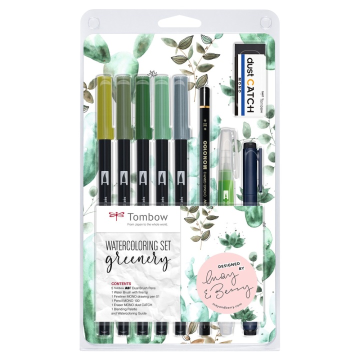 Watercoloring set Greenery dans le groupe Stylos / Crayons d'artistes / Feutres pinceaux chez Pen Store (101262)