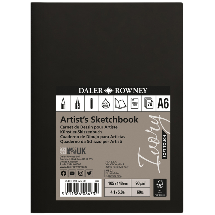 Ivory Sketchbook Softcover A6 dans le groupe Papiers & Blocs / Bloc Artiste / Cahiers d'esquisses chez Pen Store (101453)