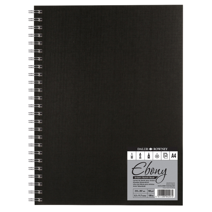 Ebony Artist's Sketch Book Spirales A4 dans le groupe Papiers & Blocs / Bloc Artiste / Cahiers d'esquisses chez Pen Store (101470)
