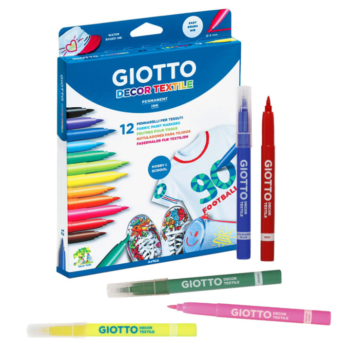 Feutres textile Decor Textile (+3 ans) Lot de 12 dans le groupe Loisirs créatifs / Couleurs / Teinture textile et feutre textile chez Pen Store (101594)