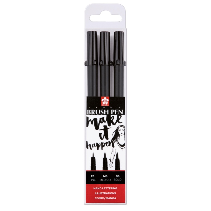 Pigma Brush Pen ensemble de 3 dans le groupe Stylos / Crayons d'artistes / Feutres pinceaux chez Pen Store (103502)