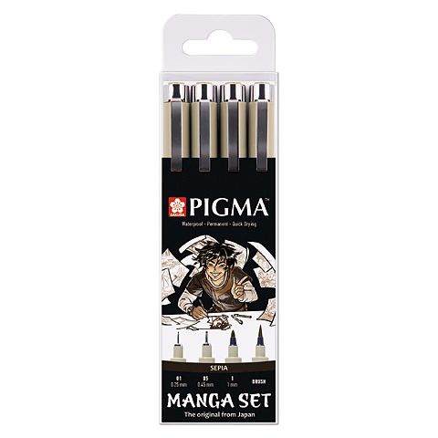 Pigma Sepia Manga ensemble de 4 dans le groupe Stylos / Écrire / Stylos encre gel chez Pen Store (103540)