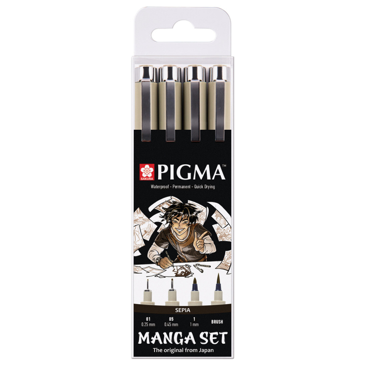 Pigma Sepia Manga ensemble de 4 dans le groupe Stylos / Écrire / Stylos encre gel chez Pen Store (103540)