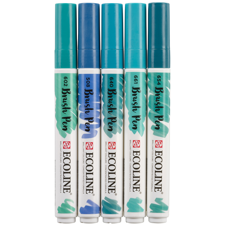 Brush Pen Green Blue ensemble de 5 dans le groupe Stylos / Crayons d'artistes / Feutres pinceaux chez Pen Store (103715)