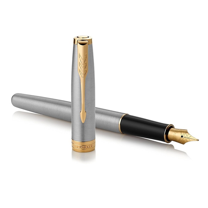 Sonnet Steel/Gold Stylo-plume Fine dans le groupe Stylos / Stylo haute de gamme / Stylo à plume chez Pen Store (104700)