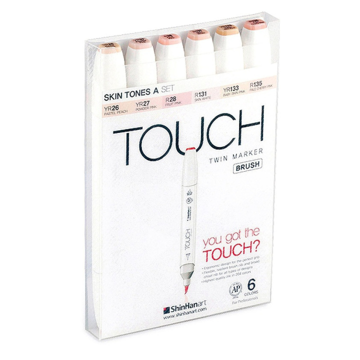 Twin Brush Marker ensemble de 6 Skin Tones A dans le groupe Stylos / Crayons d'artistes / Feutres d'illustrations chez Pen Store (105322)