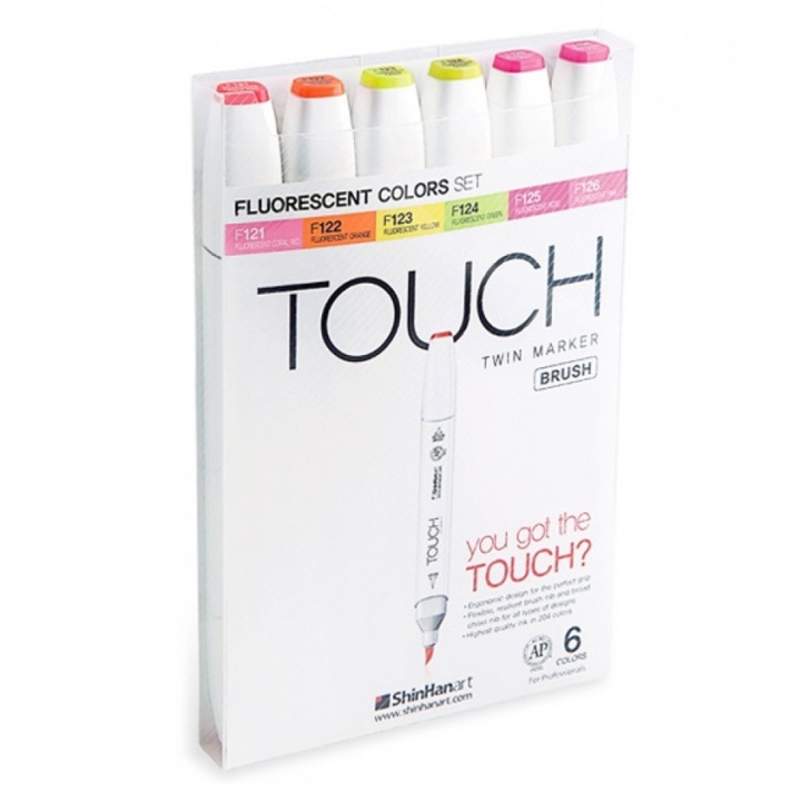 Twin Brush Marker ensemble de 6 Neon Fluorescent dans le groupe Stylos / Crayons d'artistes / Feutres pinceaux chez Pen Store (105852)