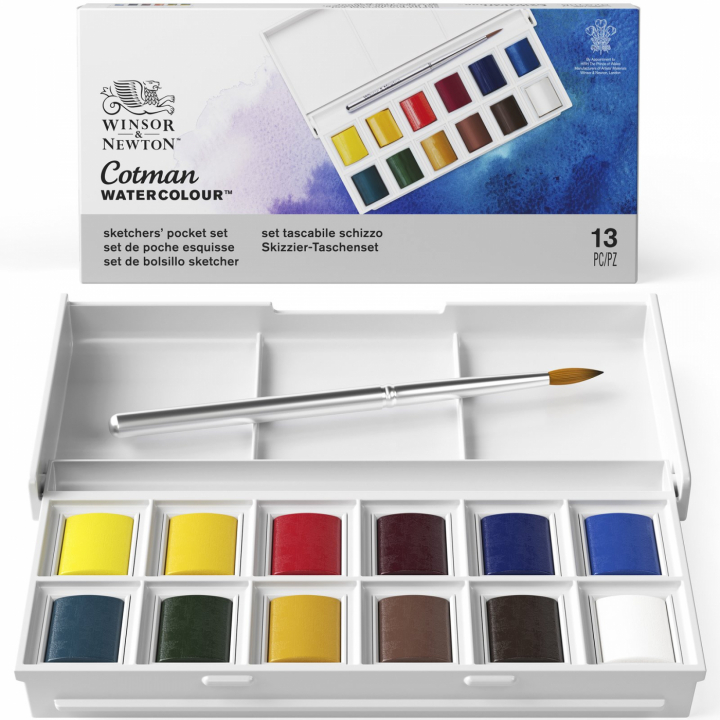 Cotman Peinture aquarelle Sketchers Pocket Box 12 demi-godets dans le groupe Matériels d'artistes / Couleurs de l'artiste / Peinture aquarelle chez Pen Store (107243)
