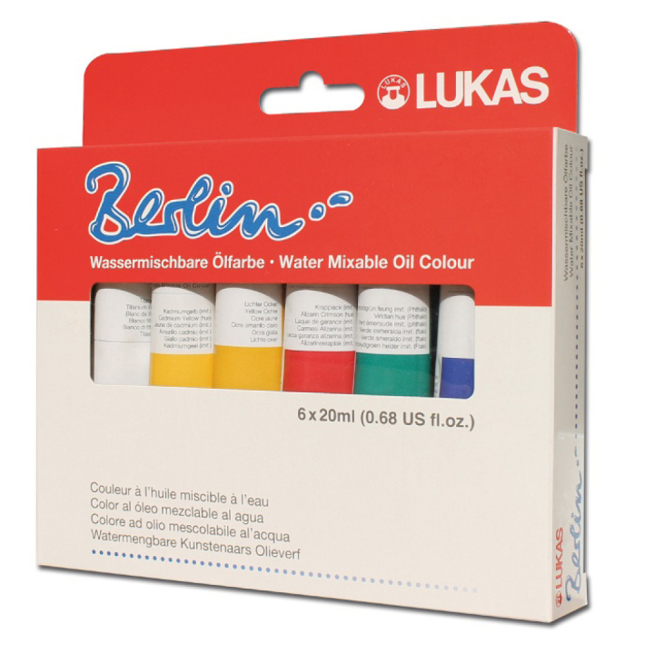 Berlin Peinture à l'huile (soluble dans l'eau) Starter 20 ml Lot de 6 dans le groupe Matériels d'artistes / Couleurs de l'artiste / Peintures à l'huile chez Pen Store (107249)