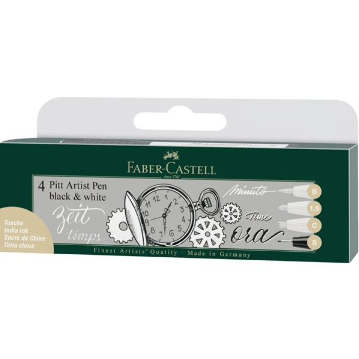PITT Artist Pens Lot de 4 Black & White dans le groupe Stylos / Crayons d'artistes / Feutres chez Pen Store (107600)