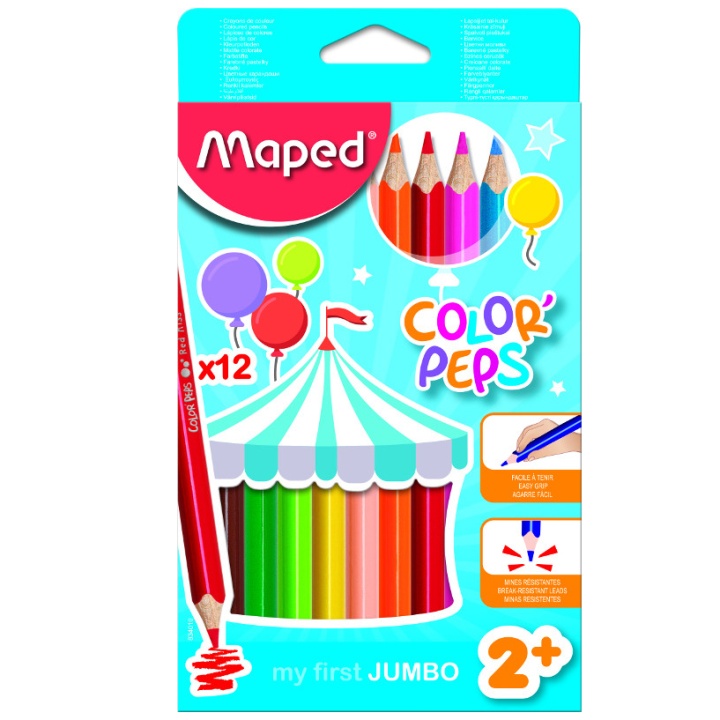 Color Peps Crayons de couleur Jumbo Lot de 12 (2 ans et +) dans le groupe Kids / Crayons pours les enfants / Crayons de couleurs pour les enfants chez Pen Store (108767)