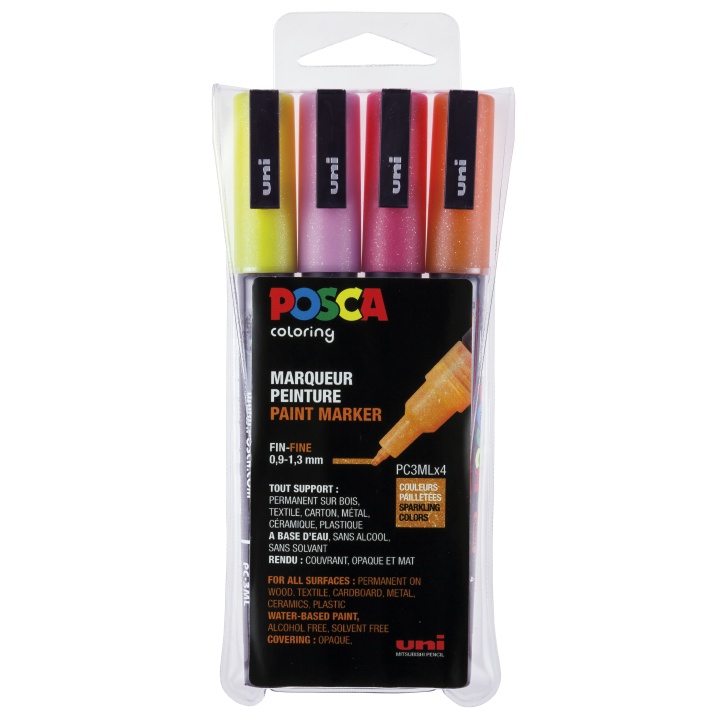 Posca PC-3M Glitter Red Tones lot de 4 dans le groupe Stylos / Crayons d'artistes / Feutres d'illustrations chez Pen Store (110416)