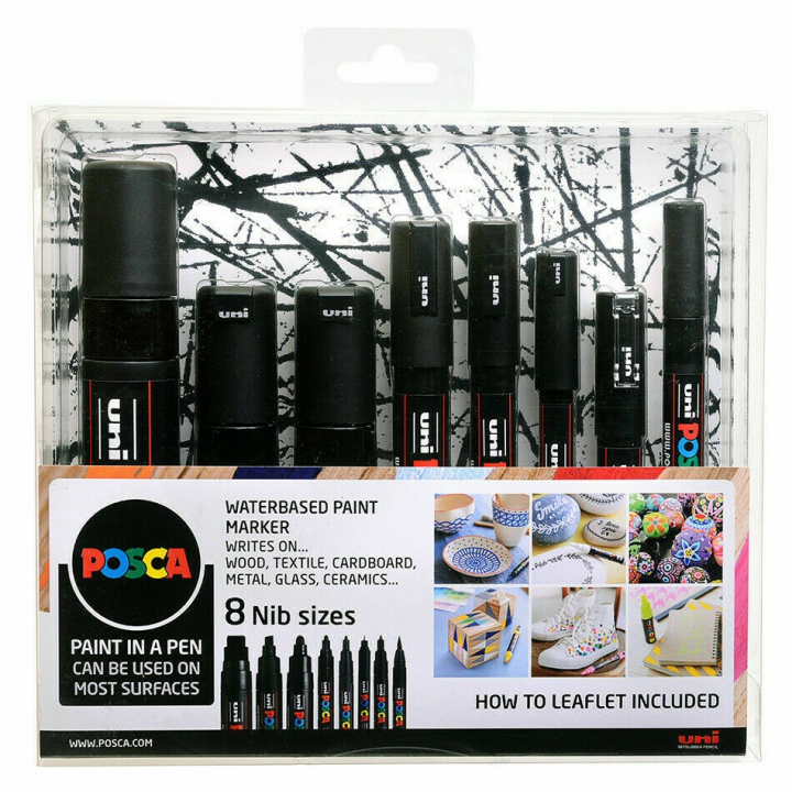 Posca Marker Black lot de 8 dans le groupe Stylos / Crayons d'artistes / Feutres d'illustrations chez Pen Store (110418)