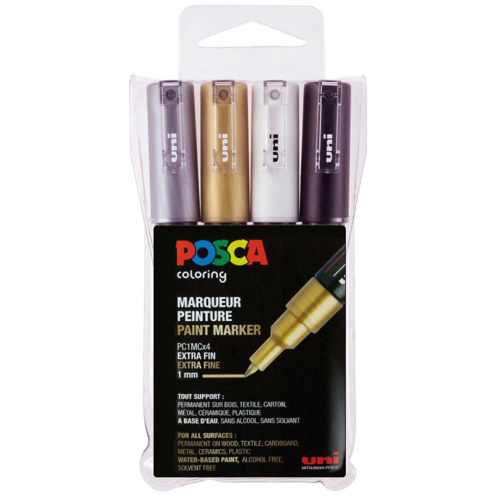 Posca PC-1M Metallic lot de 4 dans le groupe Stylos / Crayons d'artistes / Feutres d'illustrations chez Pen Store (110420)