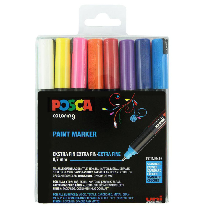 Posca PC-1MR Standard Colours lot de 16 dans le groupe Stylos / Crayons d'artistes / Feutres d'illustrations chez Pen Store (110424)