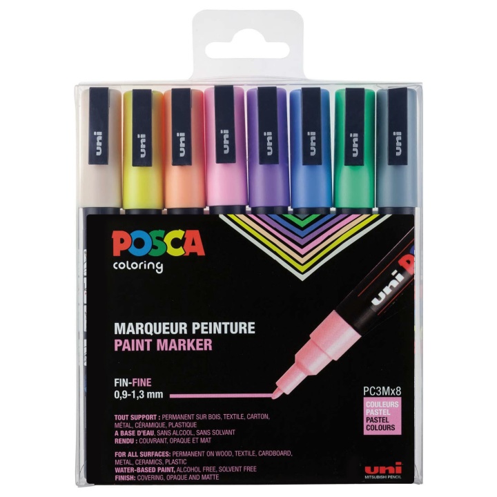 Posca PC-3M Pastel lot de 8 dans le groupe Stylos / Crayons d'artistes / Feutres d'illustrations chez Pen Store (110427)