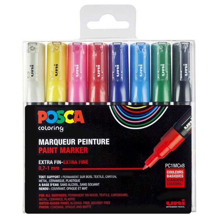 Posca PC-1MC Standard Colours lot de 8 dans le groupe Stylos / Crayons d'artistes / Feutres d'illustrations chez Pen Store (110436)