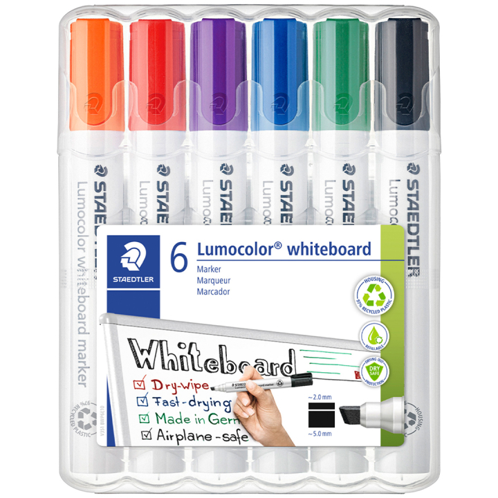 Lumocolor Whiteboard marker Chisel 6-pack dans le groupe Stylos / Bureau / Marquers pour tableau blanc chez Pen Store (111002)