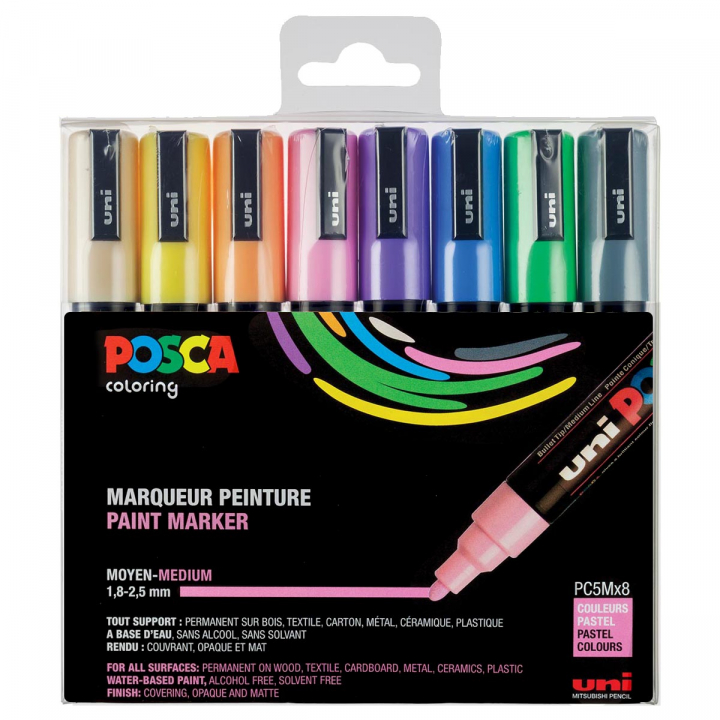 Posca PC-5M Pastel lot de 8 dans le groupe Stylos / Crayons d'artistes / Feutres d'illustrations chez Pen Store (112633)