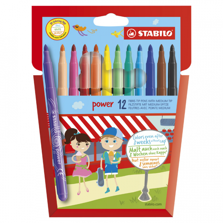 Power Stylo fibre 12-pack dans le groupe Kids / Crayons pours les enfants / Feutres pour les enfants chez Pen Store (125420)