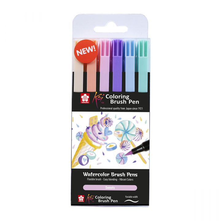 Koi Coloring Brush Pen 6-set Sweets dans le groupe Stylos / Écrire / Feutres Fineliners chez Pen Store (125584)
