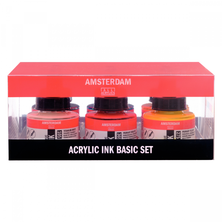 Acrylic Ink Basic Set 6 x 30 ml dans le groupe Matériels d'artistes / Couleurs de l'artiste / Peinture acrylique chez Pen Store (125673)