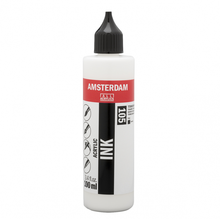 Acrylic Ink 100 ml Titanium White dans le groupe Matériels d'artistes / Couleurs de l'artiste / Peinture acrylique chez Pen Store (125675)