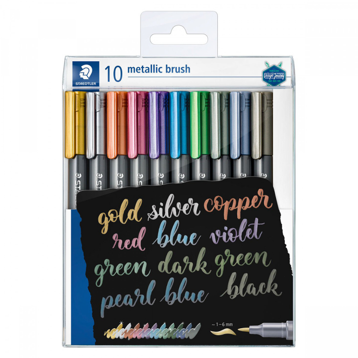 Marker Brush Metallic 10-pack dans le groupe Stylos / Crayons d'artistes / Feutres pinceaux chez Pen Store (126589)