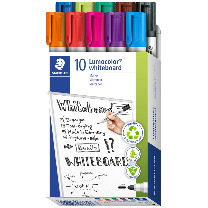 Lumocolor Whiteboard marker 10-pack 2 mm dans le groupe Stylos / Bureau / Marquers pour tableau blanc chez Pen Store (126607)