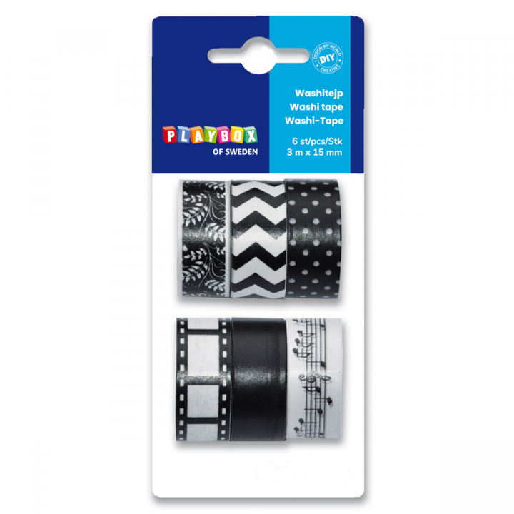 Scotch Décoratif noir et blanc 6 pack dans le groupe Loisirs créatifs / Accessoires Hobby / Washi Tape chez Pen Store (126867)