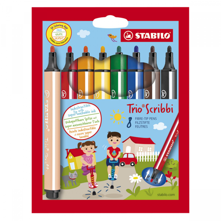 Trio Scribbi Feutres de coloriage Lot de 8 dans le groupe Kids / Crayons pours les enfants / Feutres pour les enfants chez Pen Store (127797)