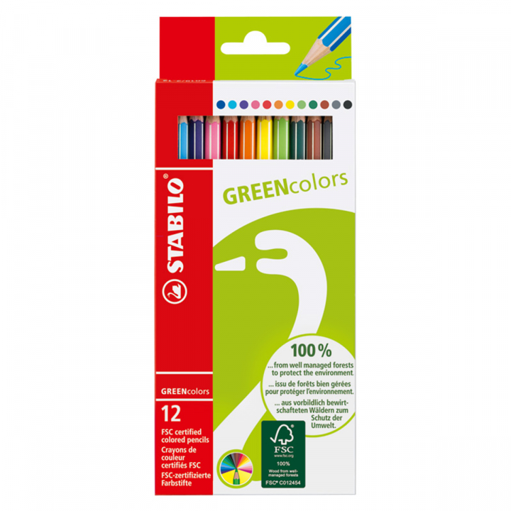 GreenColors Crayons de couleur Lot de 12 dans le groupe Stylos / Crayons d'artistes / Crayons de couleurs chez Pen Store (127802)