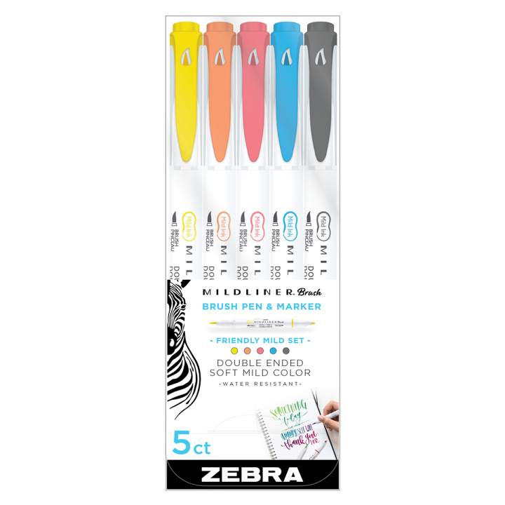 Mildliner Brush 5-pack Friendly Mild dans le groupe Stylos / Crayons d'artistes / Feutres pinceaux chez Pen Store (127930)