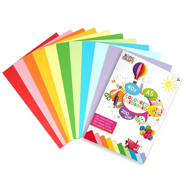 Carton coloré 200g A5 40 feuilles dans le groupe Kids / Amusement et apprentissage / Papier pour bricolage et carnets de dessin chez Pen Store (128567)