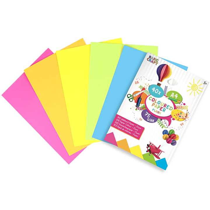 Papier coloré Fluor A4 40 feuilles dans le groupe Kids / Amusement et apprentissage / Papier pour bricolage et carnets de dessin / Papier coloré pour enfants chez Pen Store (128568)
