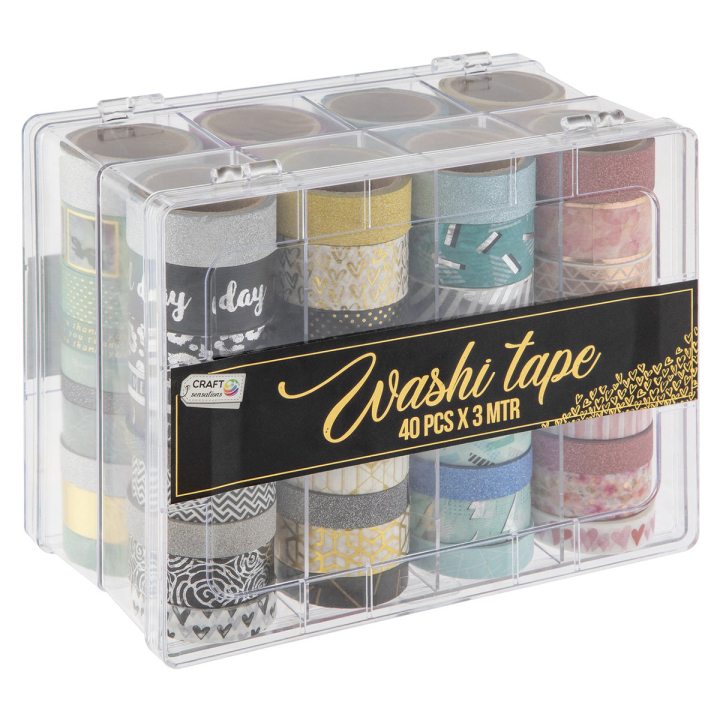 Washi Tape 40 rouleaux + boîte de rangement dans le groupe Loisirs créatifs / Accessoires Hobby / Washi Tape chez Pen Store (128586)