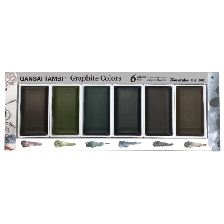 Gansai Tambi aquarelle lot de 6 Graphite Colors dans le groupe Matériels d'artistes / Couleurs de l'artiste / Peinture aquarelle / Aquarelle en godet chez Pen Store (128725)
