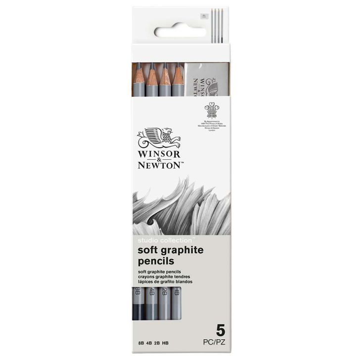 Studio Collection Crayons graphite Soft Lot de 4 + Gomme dans le groupe Matériels d'artistes / Craie et Graphite / Graphite et crayon à papier chez Pen Store (128757)