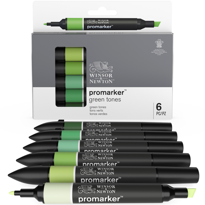 Promarker Lot de 6 Green tones dans le groupe Stylos / Crayons d'artistes / Feutres d'illustrations chez Pen Store (128777)