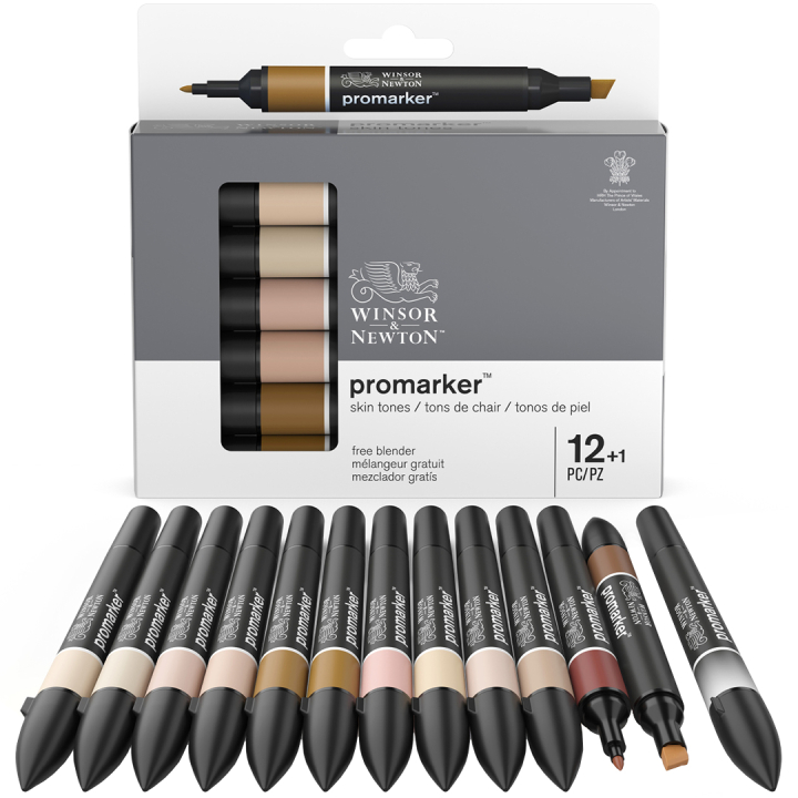 Promarker Lot de 12 + Blender (Skin Tones) dans le groupe Stylos / Crayons d'artistes / Feutres d'illustrations chez Pen Store (128783)