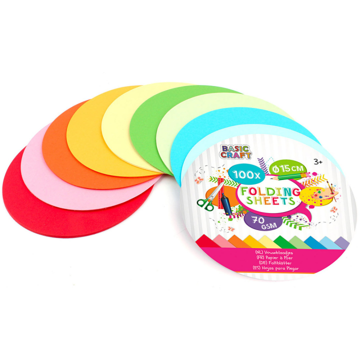 Papier origami Rond 15cm 100-pack dans le groupe Kids / Amusement et apprentissage / Papier pour bricolage et carnets de dessin / Papier origami chez Pen Store (129385)