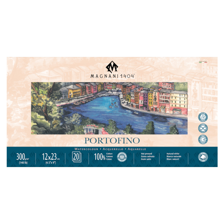 Bloc Aquarelle Portofino 100% Coton 300g Satin 12x23cm 20 Sheets dans le groupe Papiers & Blocs / Bloc Artiste / Papier pour aquarelle chez Pen Store (129680)