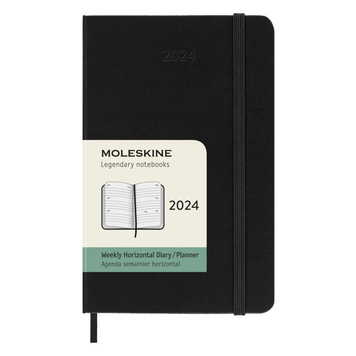12M Weekly Planner Horizontal Hardcover Pocket Black dans le groupe Papiers & Blocs / Calendriers et agendas / Calendriers 12 mois chez Pen Store (130174)