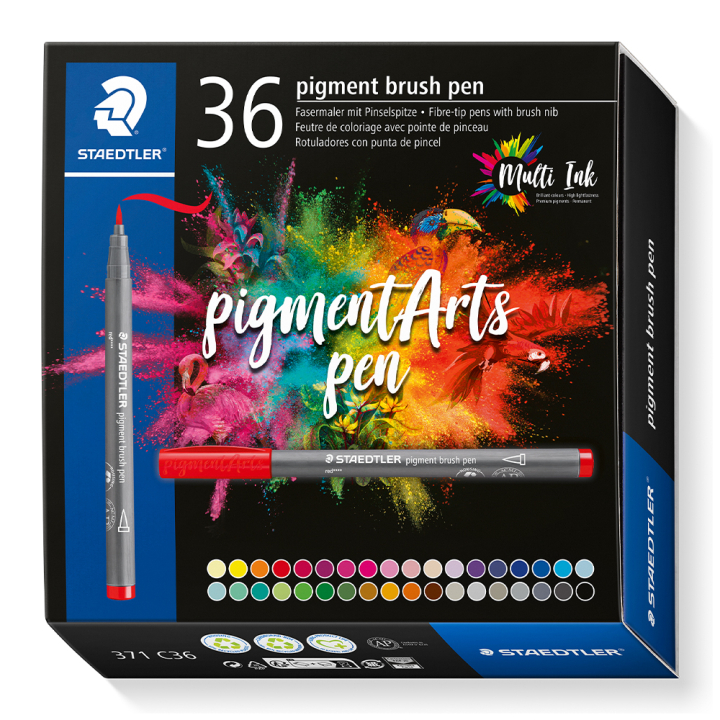 Pigment Arts Brush Pen ensemble de 36 dans le groupe Stylos / Crayons d'artistes / Feutres pinceaux chez Pen Store (130649)